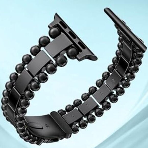 NEW Black Luxury Beaded Dressy Apple Watch Band